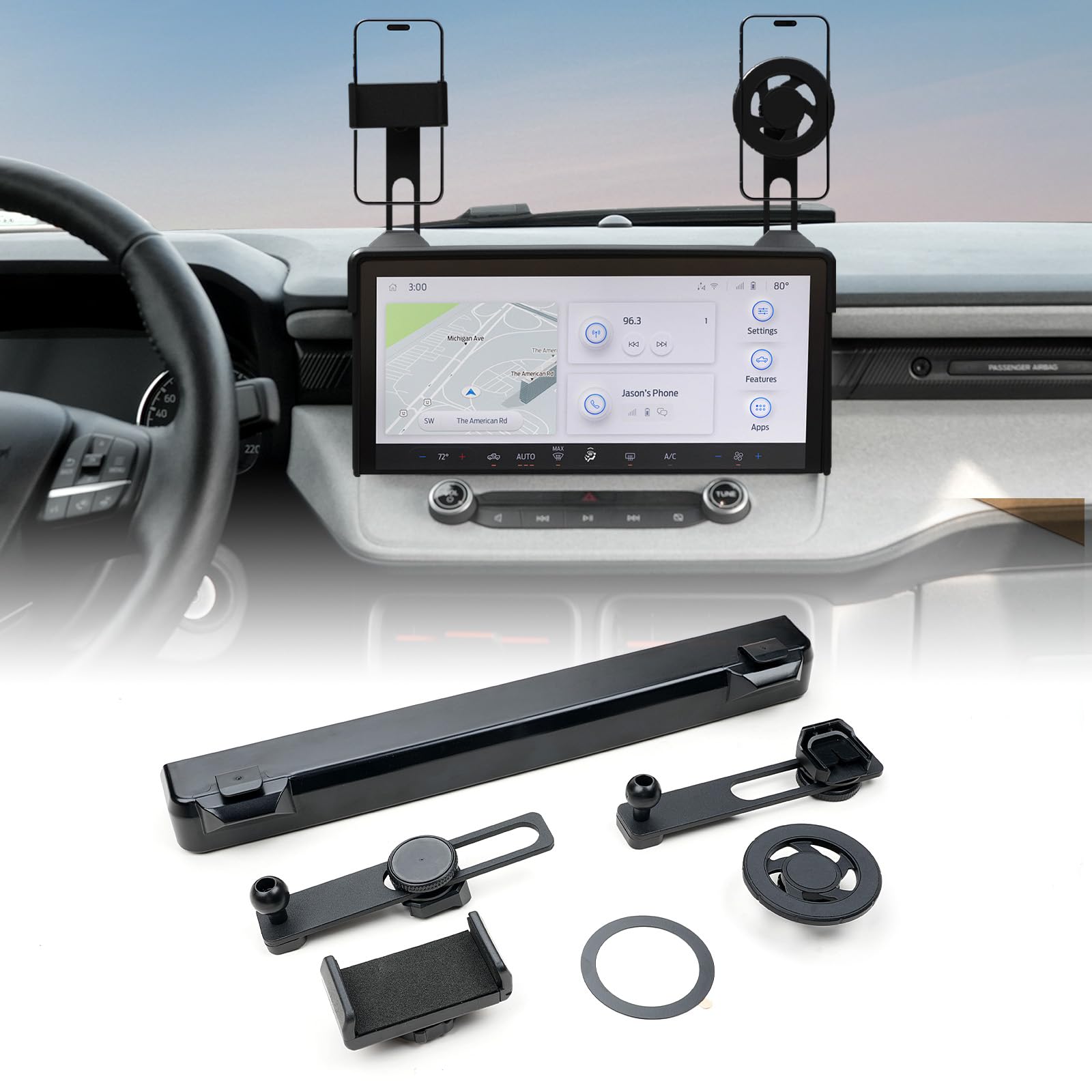 Mabett Phone Holder for 2025 Ford Maverick — Dual-Connection Magnetic Dashboard Mount