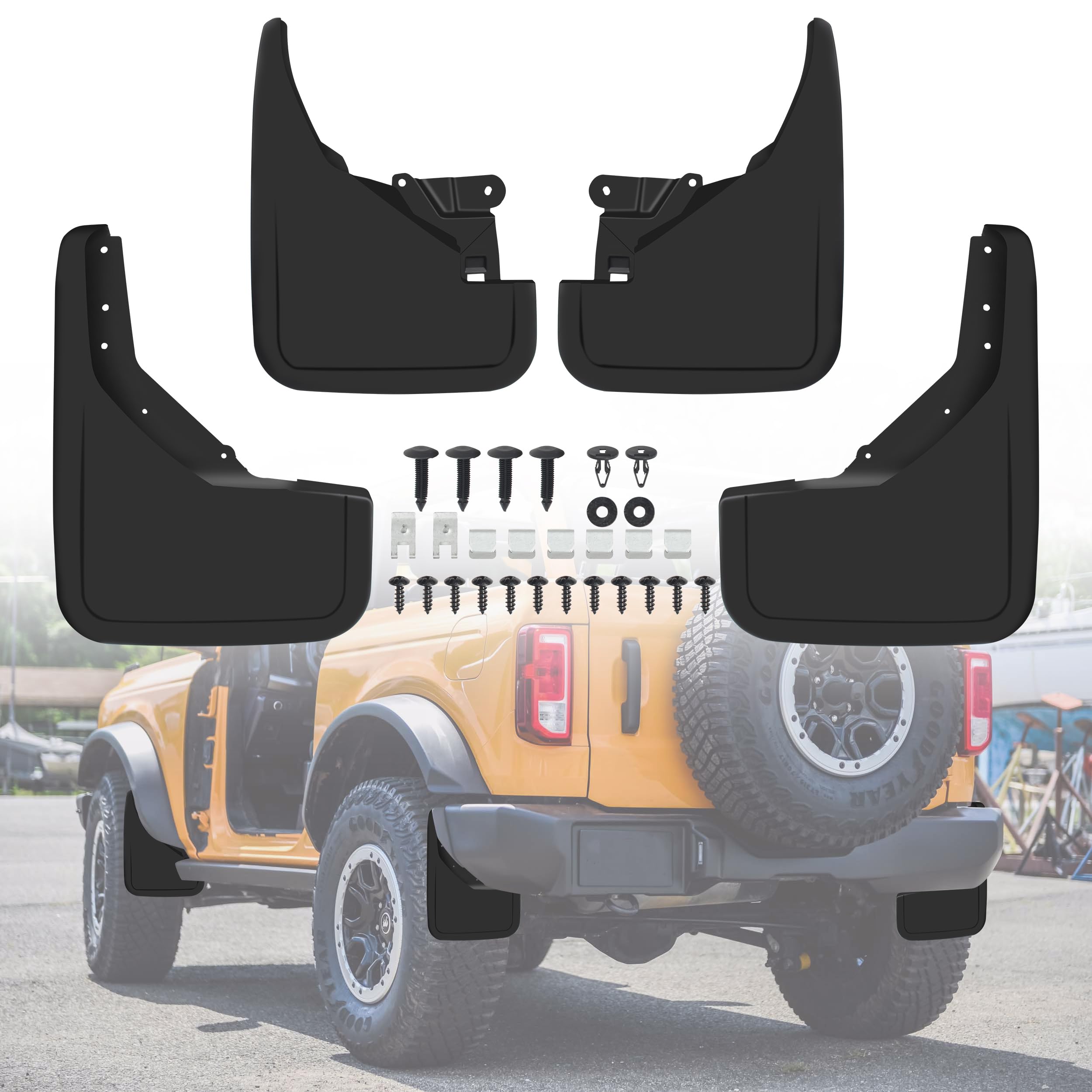 Mud Flaps for Ford Bronco 2021–2023 (2/4 Door) | Front & Rear Wheel Splash Guards – Tire Mud Guards Fender Flares, Funct